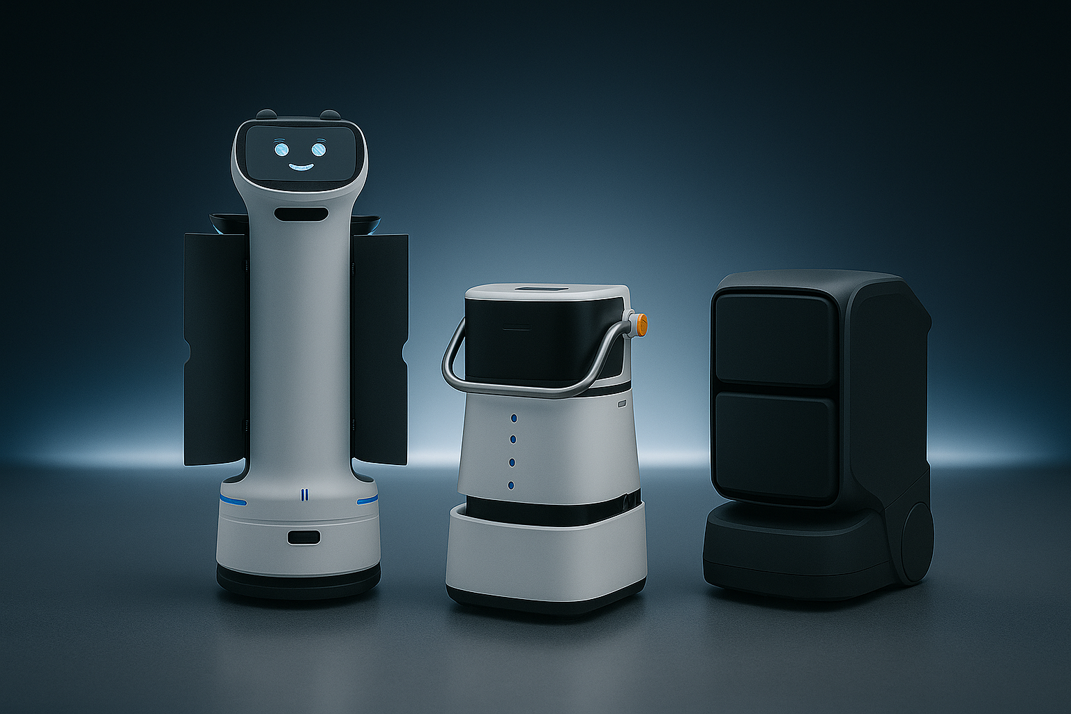 Deliverance Enterprise robotics lineup featuring service, cleaning and delivery robots
